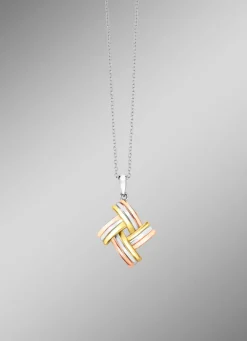 Modischer Knoten-Anhänger in Tricolor mit Ankerkette