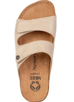 Mubb, bequeme Damen-Pantoletten, Weite H, mit Klettverschluss