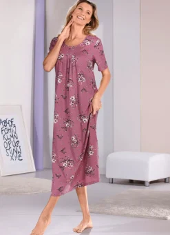 Nachthemd, knöchellang mit kurzen Ärmeln