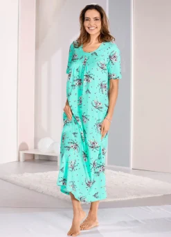 Nachthemd, knöchellang mit kurzen Ärmeln