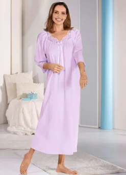 Nachthemd, knöchellang und Stickereispitze