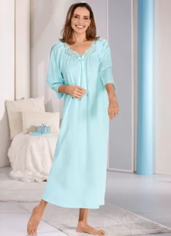 Nachthemd, knöchellang und Stickereispitze