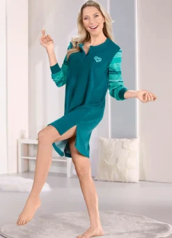 Nachthemd, knielang mit Knopfleiste