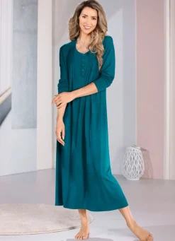 Nachthemd, Langarm mit Biesenverarbeitung und Knopfleiste