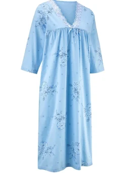 Nachthemd, 3/4-lange Ärmel und V-Ausschnitt