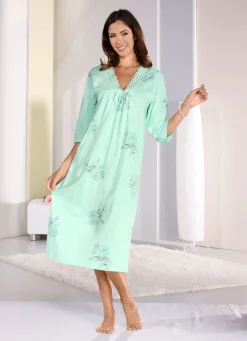 Nachthemd, 3/4-lange Ärmel und V-Ausschnitt