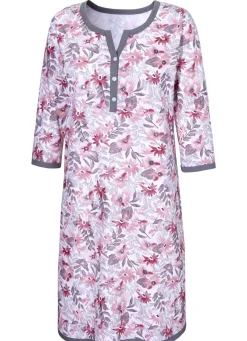 Nachthemd mit Knopfleiste und 3/4-lange Ärmel