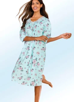 Nachthemd mit Raffungen und 3/4-langen Ärmeln