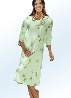 Nachthemd mit V-Ausschnittblende und Satin