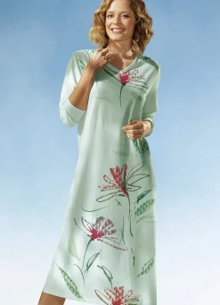 Nachthemd mit V-Ausschnitt und langen Ärmeln