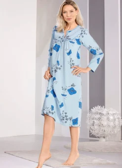 Nachthemd, wadenlang mit Knopfleiste