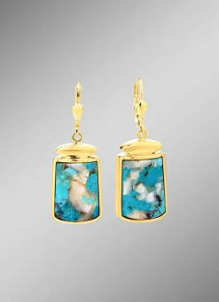 Ohrringe mit beh. Türkis und beh. Perlmutt