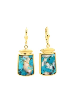 Ohrringe mit beh. Türkis und beh. Perlmutt