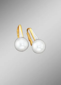 Ohrringe mit Brillanten und Süßwasser-Zuchtperlen