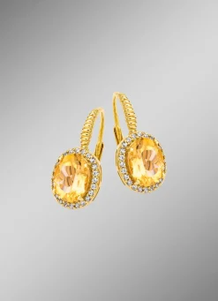 Ohrringe mit echt Citrin und synth. Zirkonia