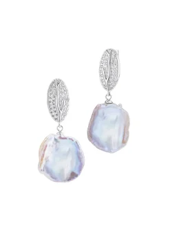 Ohrringe mit Keshi-Perlen und synth. Zirkonia