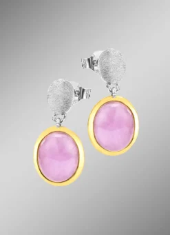 Ohrstecker in Bicolor mit Milky-Kunzit