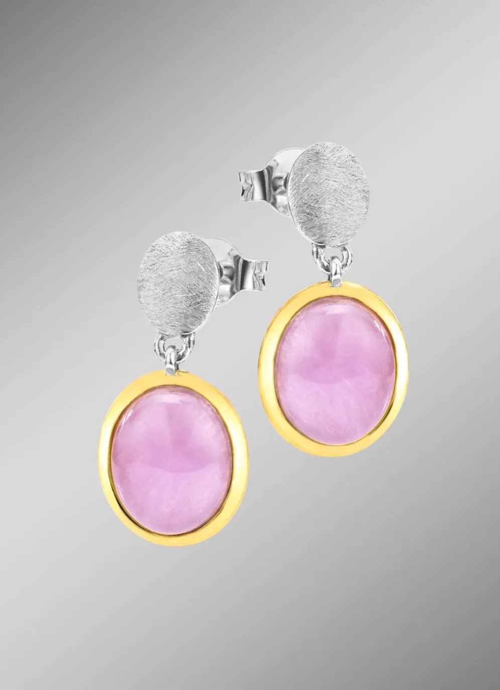 Ohrstecker in Bicolor mit Milky-Kunzit