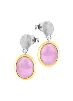 Ohrstecker in Bicolor mit Milky-Kunzit