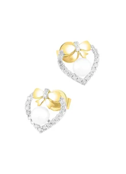 Ohrstecker mit 38 Brillanten und Süßwasser-Zuchtperlen