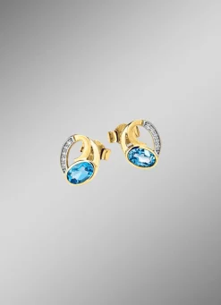Ohrstecker mit Blautopas und Zirkonia