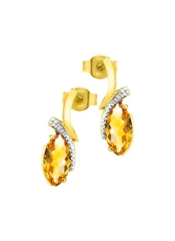 Ohrstecker mit echt Citrin und 2 Diamanten