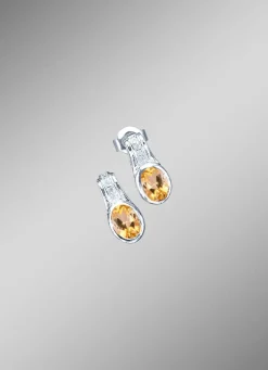 Ohrstecker mit echt Citrin und synth. Zirkonia
