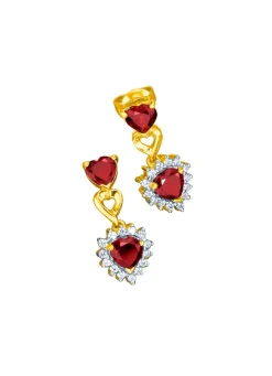 Ohrstecker mit echt Granat und echt Weißtopas