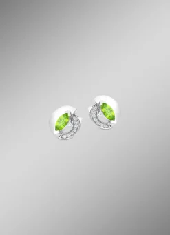 Ohrstecker mit echt Peridot und synth. Zirkonia