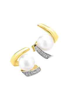 Ohrstecker mit Süßwasser-Zuchtperlen und synth. Zirkonia