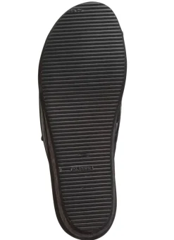 Pantolette aus Nappaleder und krokogeprägtem Lackleder