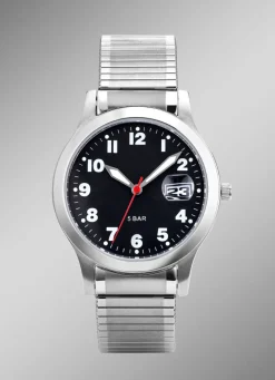 Para-Quartz-Herrenuhr mit Edelstahlzugband