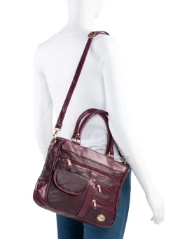 Patchwork-Tasche mit abnehmbarem Umhängeriemen