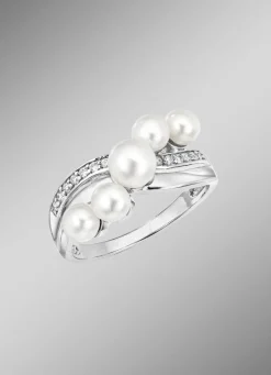 Perlenglanz und strahlende Eleganz: Damenring mit Süßwasser-Zuchtperlen