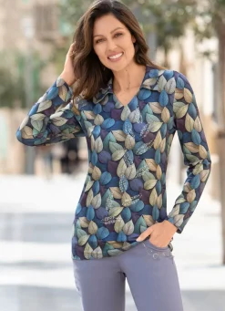 Poloshirt mit farbbrillantem Alloverdruck