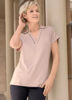 Poloshirt mit Lochstickerei