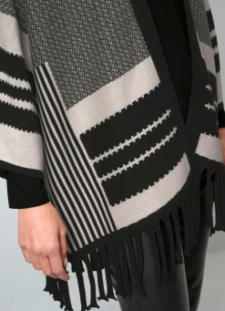 Poncho-Strickjacke in Jacquard-Dessin