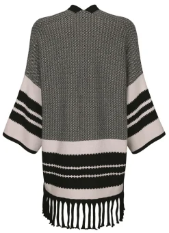 Poncho-Strickjacke in Jacquard-Dessin