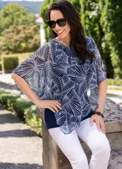 Poncho-Tunika mit eingearbeitetem Top