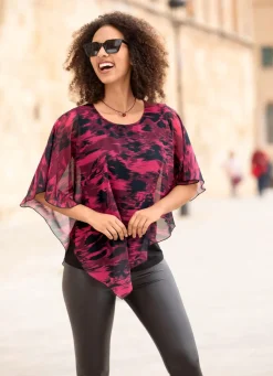 Poncho-Tunika mit eingearbeitetem Top