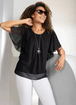 Poncho-Tunika mit Fledermausärmeln