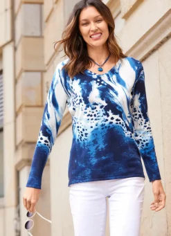 Pullover in Feinstrick mit Tierfellmuster