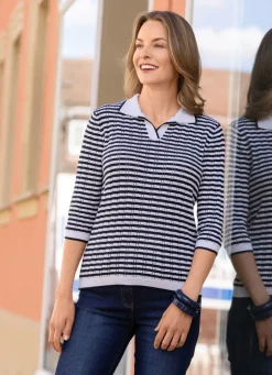 Pullover mit Ajoureffekten im Ringelmuster