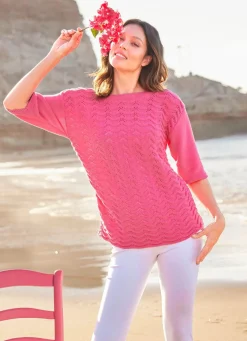 Pullover mit aufwendigem Ajour-Wellenmuster