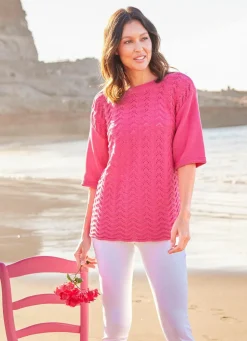 Pullover mit aufwendigem Ajour-Wellenmuster