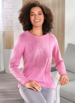 Pullover mit aufwendiger Strukturblüte