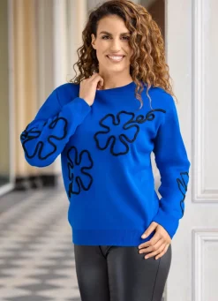 Pullover mit Blütenapplikationen