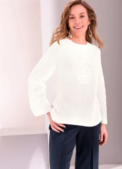 Pullover mit Blütenstickerei