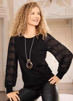 Pullover mit Chiffon-Ärmeln