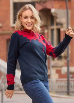 Pullover mit floralen Jacquardakzenten